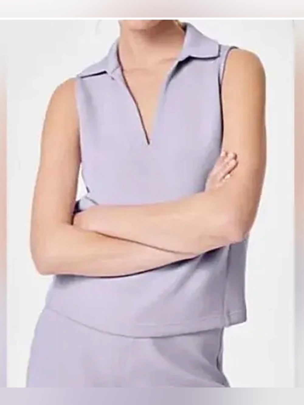 Spanx Sleeveless Lavender Polo Tank Top